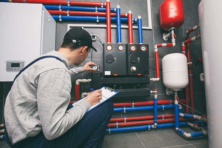 Electric boiler installation in a UK home showing modern heating system setup