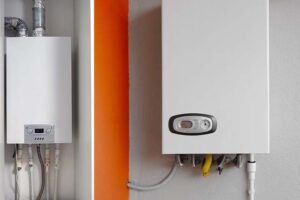 Comparison of condensing and non-condensing boilers showing energy efficiency
